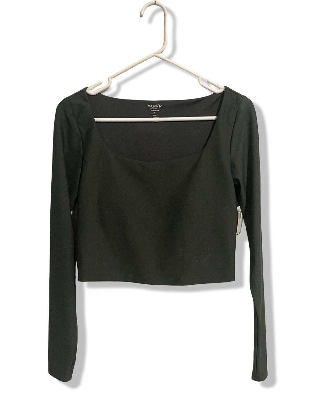 Dark Green Old Navy Active Scoop Neck Long Sleeve Crop Top